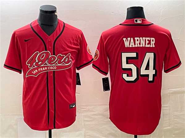 Mens San Francisco 49ers #54 Fred Warner New Red Cool Base Baseball Limited Jersey->->